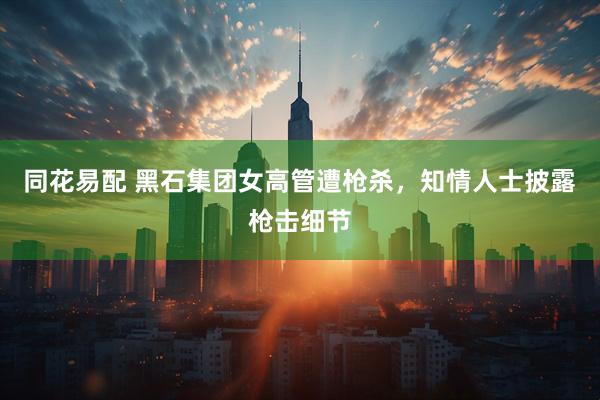 同花易配 黑石集团女高管遭枪杀，知情人士披露枪击细节