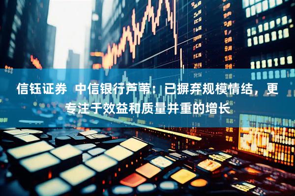 信钰证券  中信银行芦苇：已摒弃规模情结，更专注于效益和质量并重的增长